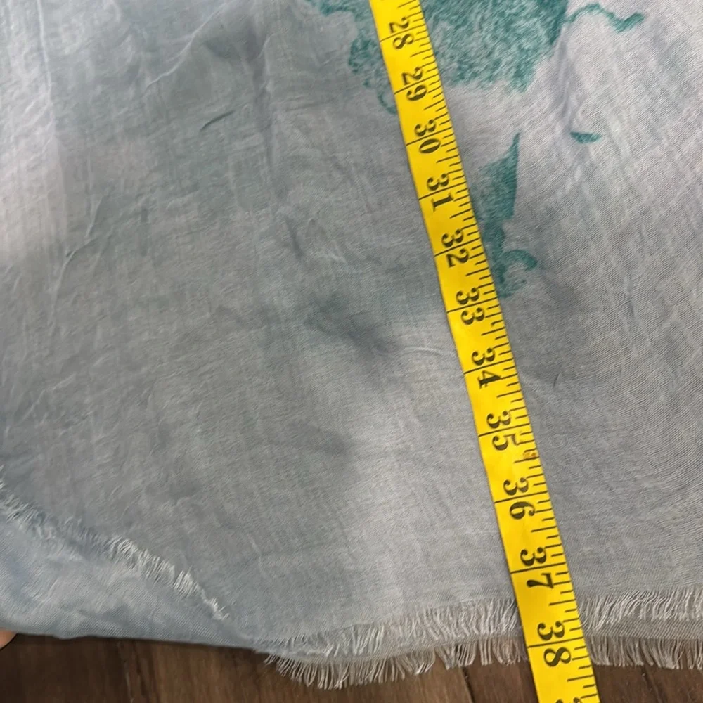 Blue pacific cashmere‎ and silk Owl Print Scarf in Teal light blue and Black